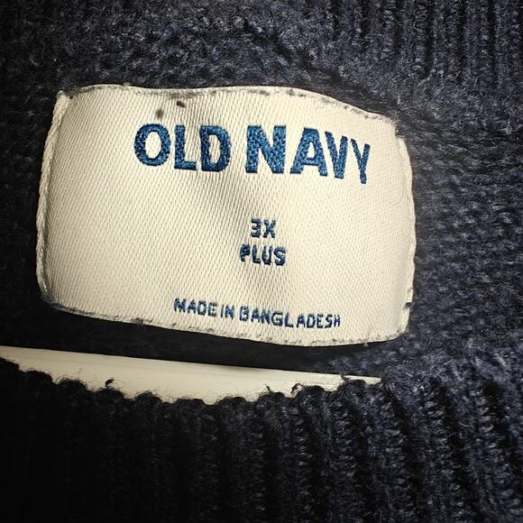 Old Navy Women 3X Plus Sweater Navy Blue Pullover Multicolor Crew Neck Fair Isle - Picture 2 of 7